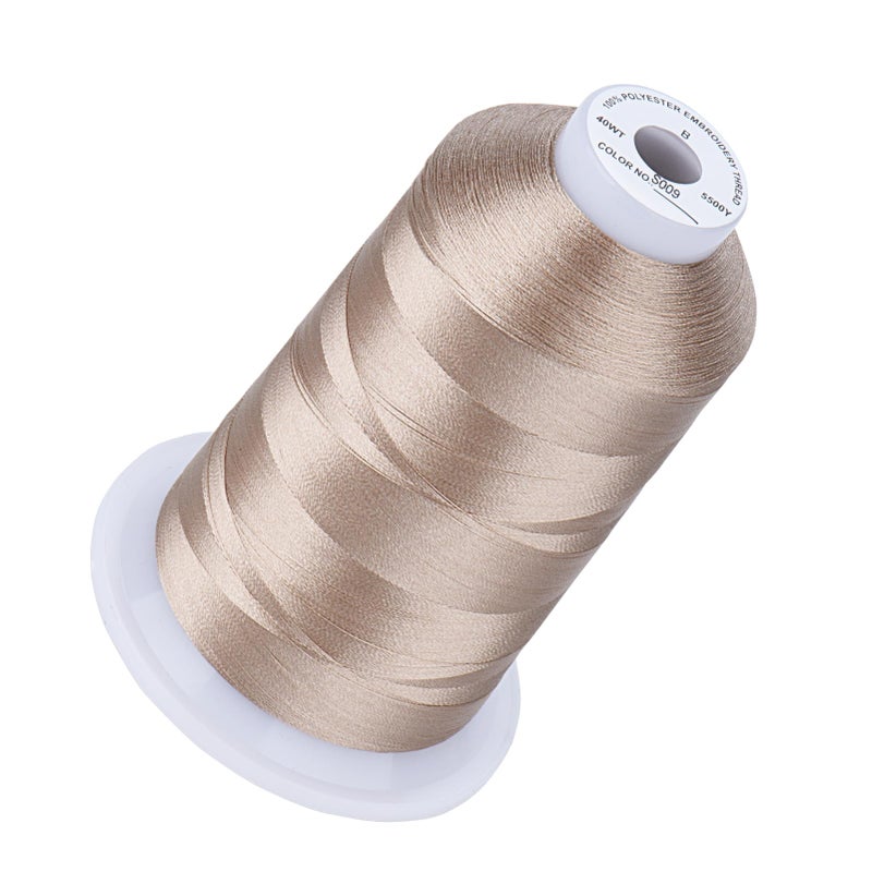 Simthread 5500Yds Embroidery Thread, 5000M High-Yardage 40WT 100% Polyester Thread - 170+ Vivid Colors, High-Speed Rated - Compatible with Brother, Singer, Janome & More - Old Lace S009 - Image 1